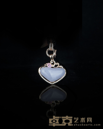 紫罗兰镶金心形挂件 2.5×2.8×0.9cm