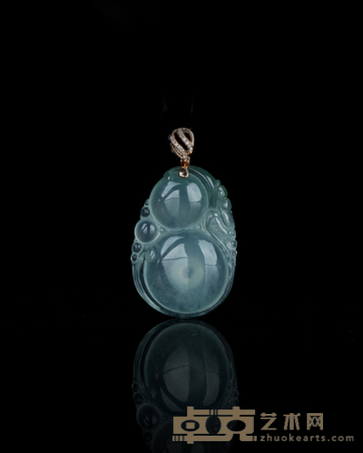 翡翠高冰种葫芦挂坠 4×2.4×0.7cm