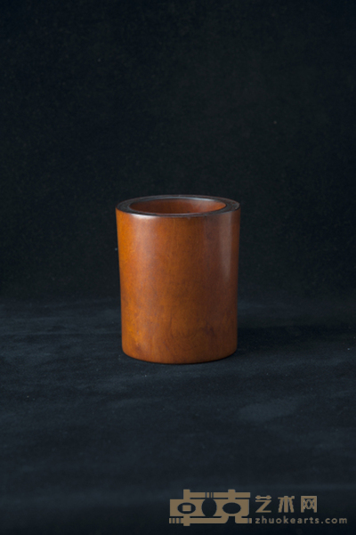 黄杨木文房笔筒 高10cm