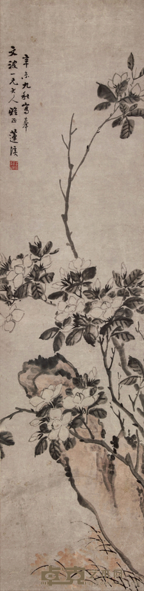莲溪 花卉 124×31cm