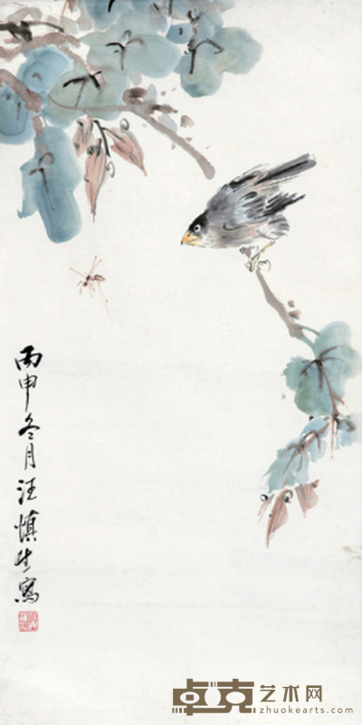 汪慎生 花鸟 67×34cm