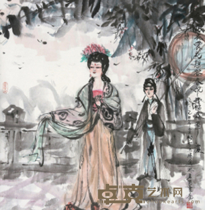 罗来瑛 云想衣裳花想容 68×65cm