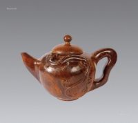 黄花梨浮雕螭龙纹茶壶