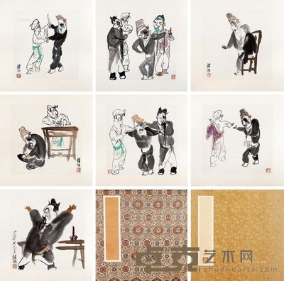 韩羽 戏曲人物 16×15cm×7