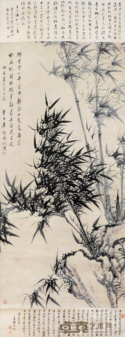 李日华 墨竹 129×61cm