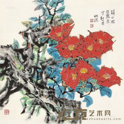 郭怡孮 山茶花 69×69cm