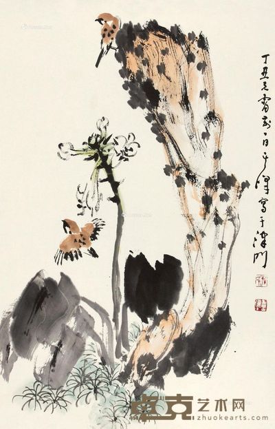 孙其峰 玉兰麻雀 70×45cm