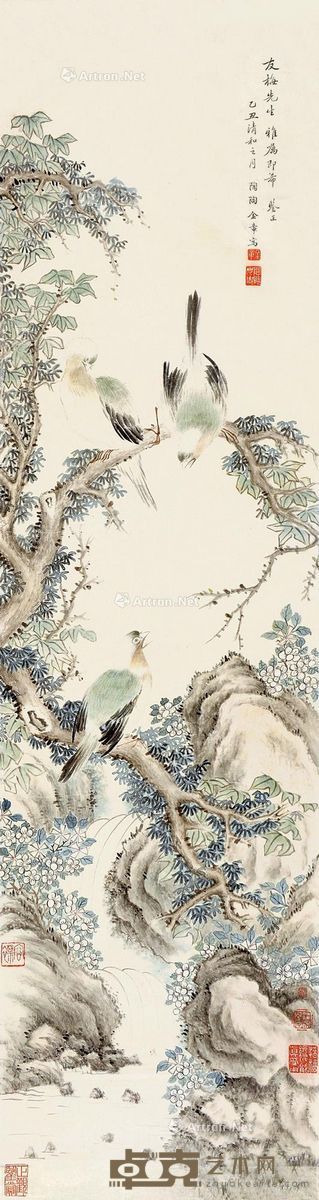 金章 栖禽图 117×31cm
