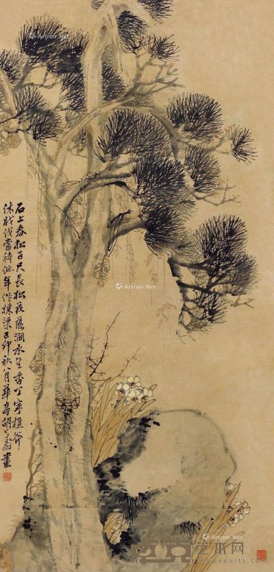 胡公寿 松石图 136×66cm