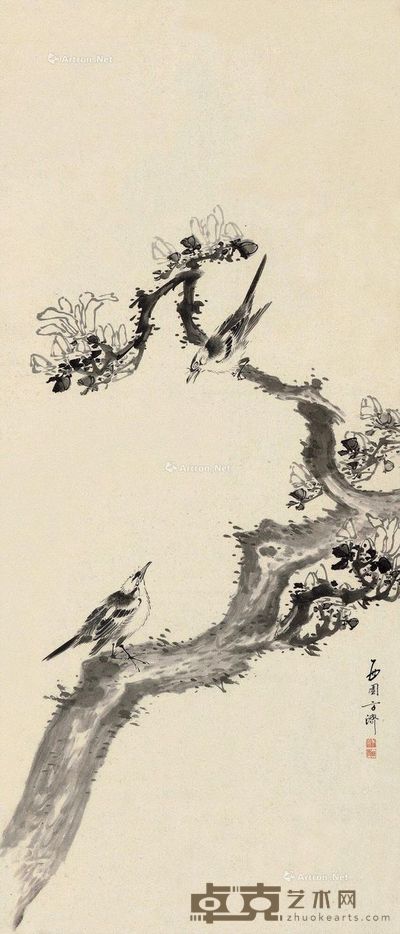 方济 鸣春图 95×41cm