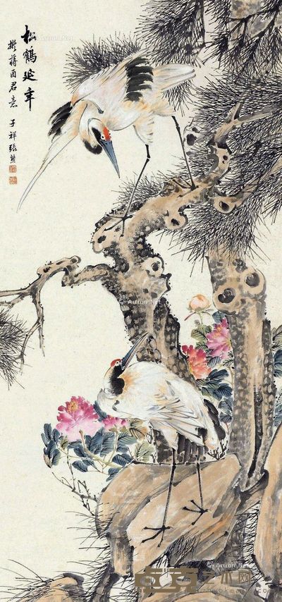 张熊 松鹤延年 178×84cm