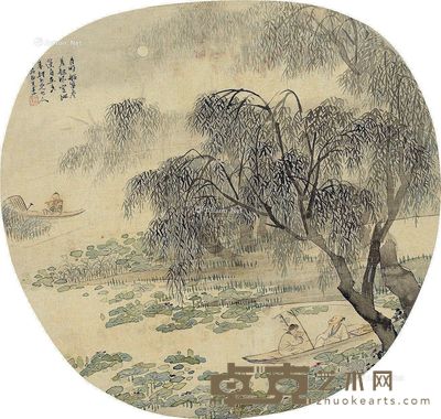 王素 月明船笛 直径24cm