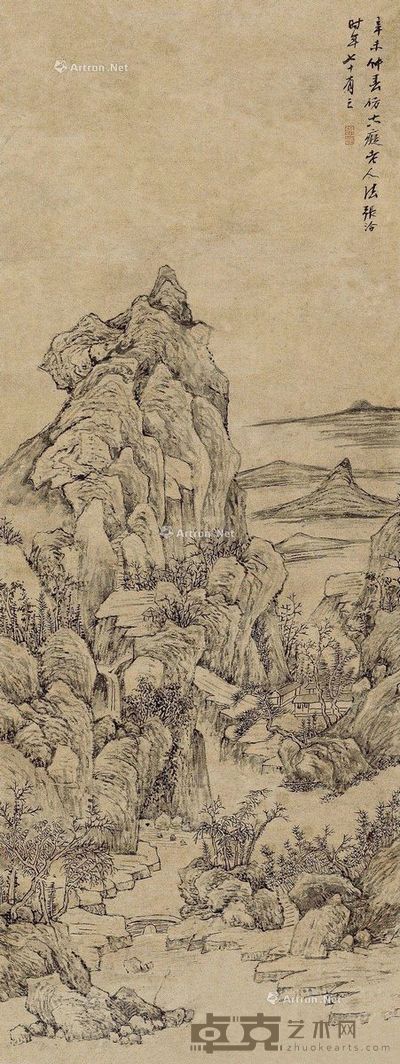 张洽 秋林亭子 81×30cm