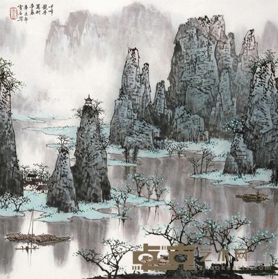 白雪石 千峰竞秀 68.5×68.5cm