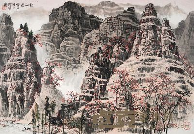 白雪石 秋山图 68×68cm