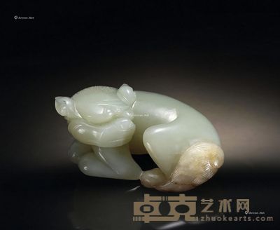 清 青白玉瑞兽 长5cm