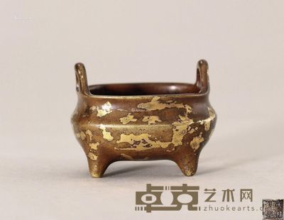 清早期 铜洒金琴炉 高4.5cm；长5cm