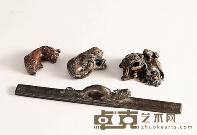 清 铜动物纸镇 （一组四件） 最长23.5cm