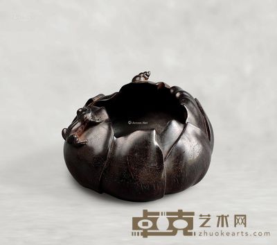 紫檀笔洗 长12cm