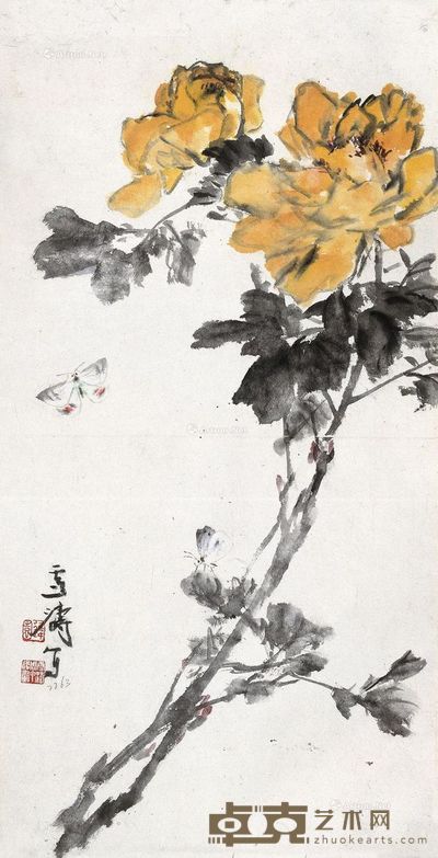 王雪涛 花蝶 65×33cm