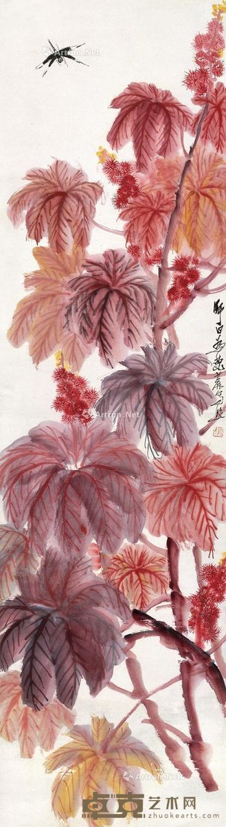 娄师白 蓖麻蜻蜓 177×48.5cm