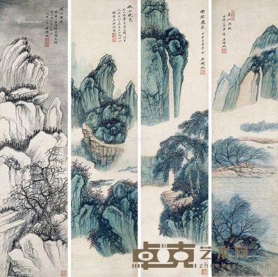 吴湖帆 四季山水 85×20.5cm×4