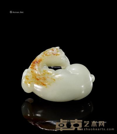 清中期 青白玉洒金卧马 长7cm