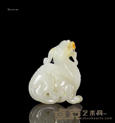 清中期 白玉瑞兽 高5.2cm