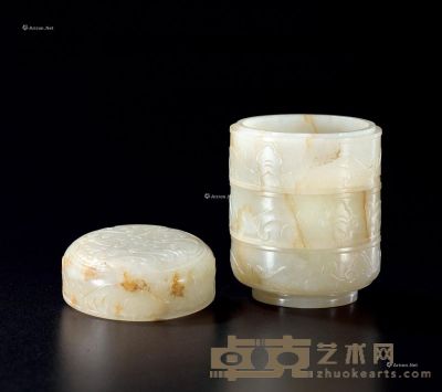 清中期 白玉龙凤纹节盒 高8.1cm