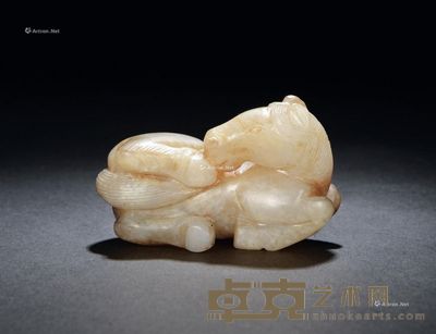 明 白玉雕马上翻身 长5.5cm