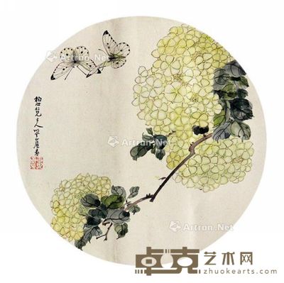 居廉 花蝶 31×31cm