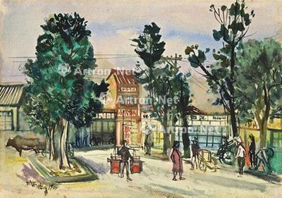 1957年作 嘉义街景 水彩纸本