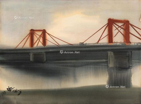 1979年作 台北光复桥 水彩纸本