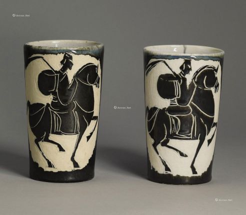 约1956至1957年作 陶刻杯 （两件） 陶器