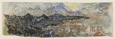 山风水色 彩墨纸本 31.5×98.5cm