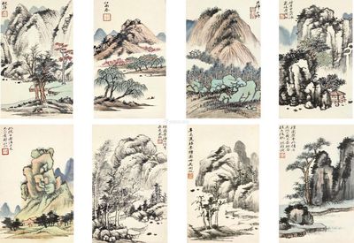 出岫忘机 册 （十二开） 水墨 设色纸本