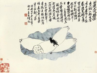 1959年作 蕉下逭暑图 立轴 设色纸本