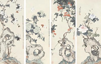 1943年作 甲骨文咏画梅词 镜框 水墨纸本