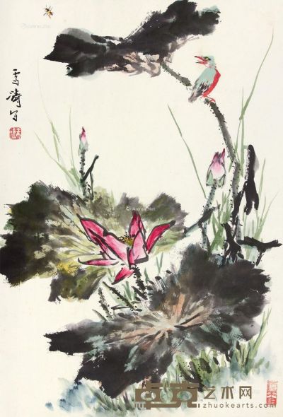 王雪涛 荷花翠鸟 67.4×45cm