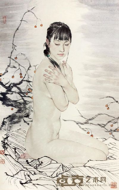 何家英 红果少女 88×56cm