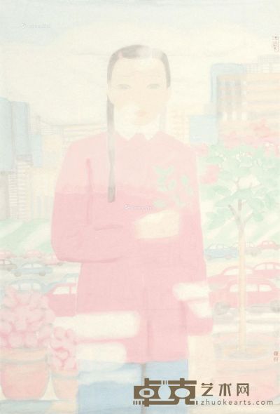 田黎明 都市少女 71×49cm