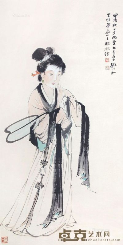 张大千 执扇仕女 128×65.5cm