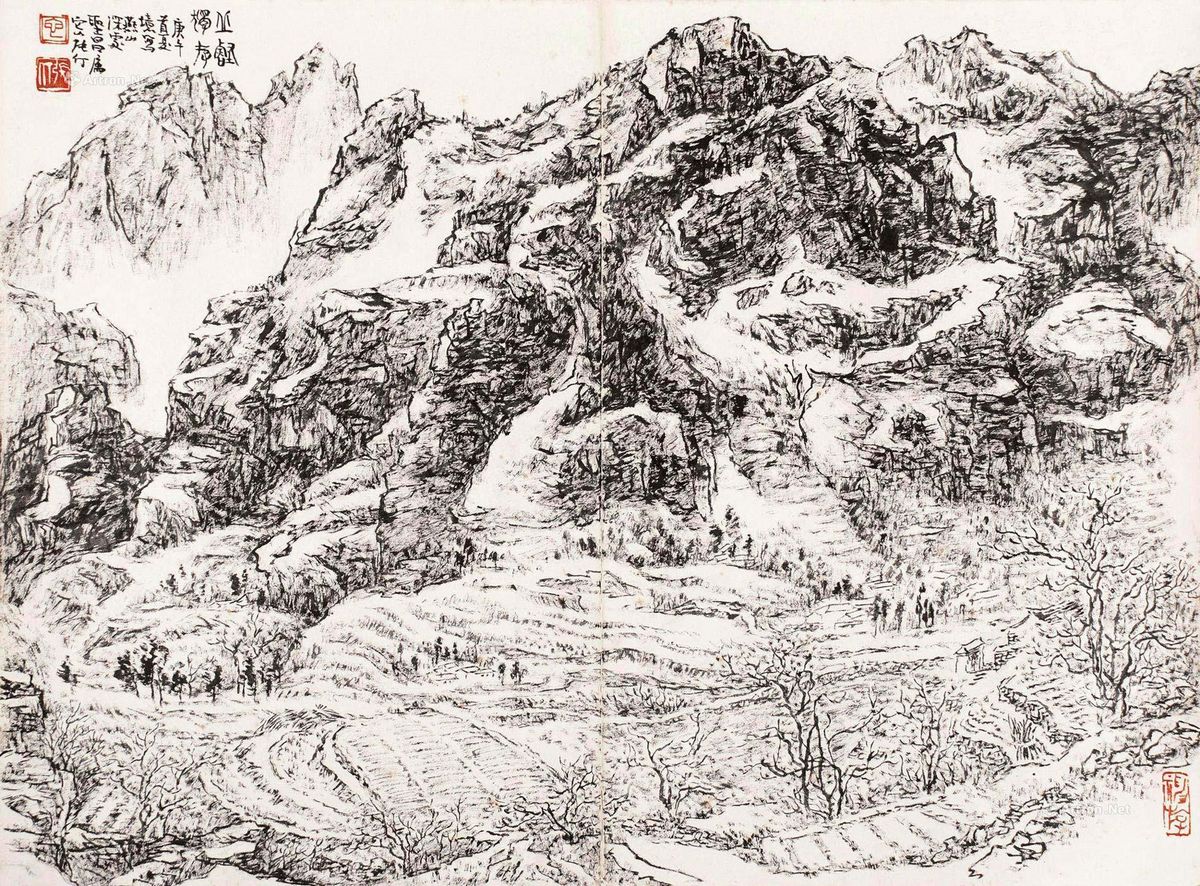 张仃焦墨山水