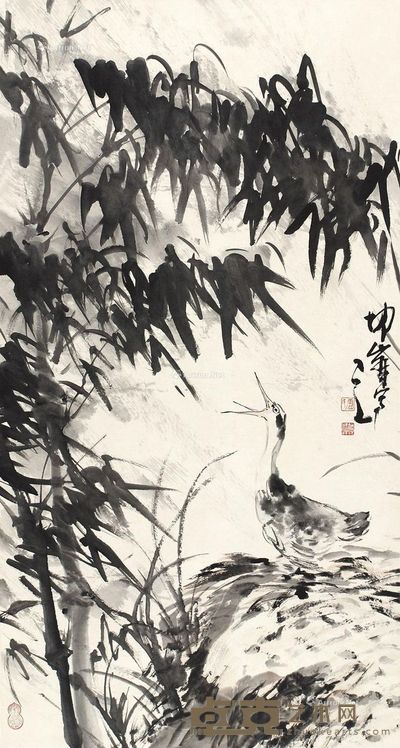 卢坤锋 水禽图 105×56cm