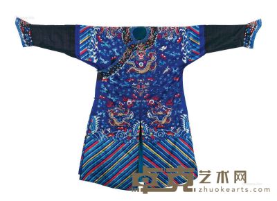 蓝底彩绣蟒袍 212×142cm