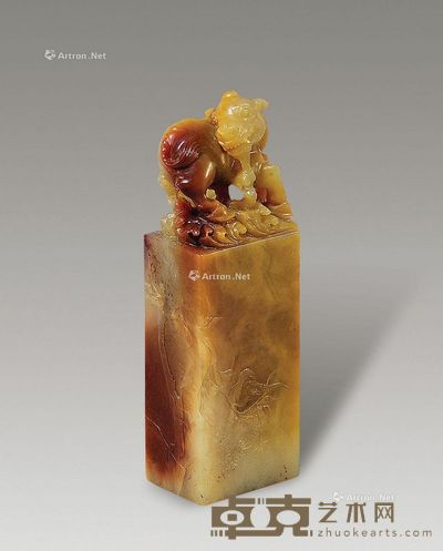 芙蓉石兽钮章料 高9.3cm