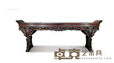 红木荷花纹大翘头条案 345×50×128cm