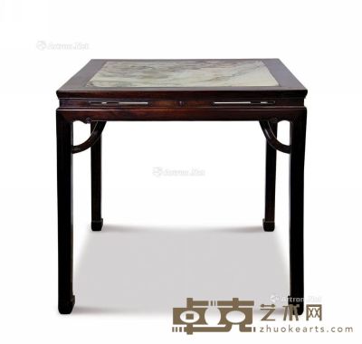 红木嵌石面方桌 95×95×84cm