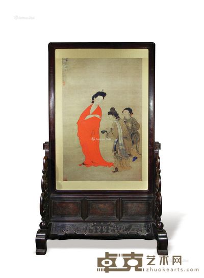 红木博古纹大地镜 121×69×201cm