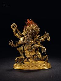 明 铜鎏金大黑天像